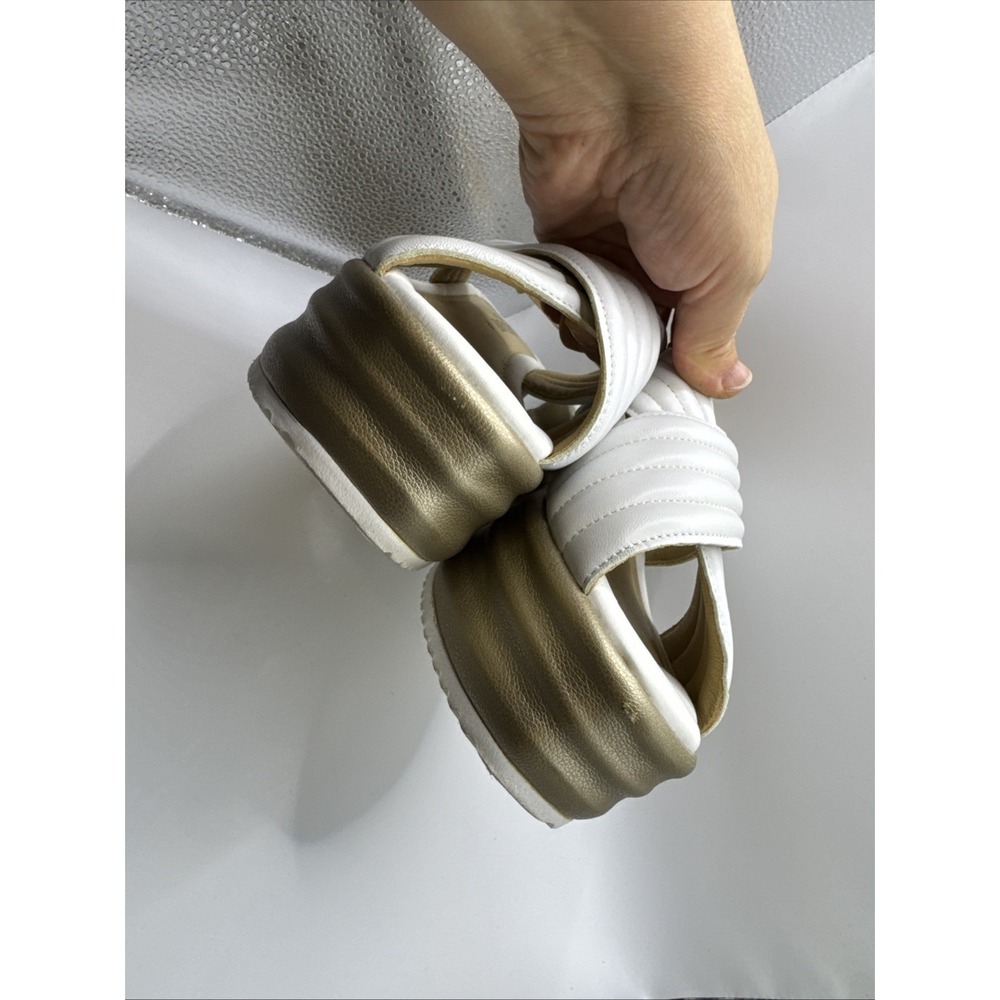 Cordani Yvonne Platform Wedge Sandals Tan Golden White  Womens 40 Made in Italy - Picture 8 of 9
